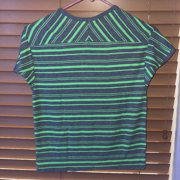 Poof Girl Excellence striped T-shirt green and grey. Girls size 6X - Picture 2 of 4